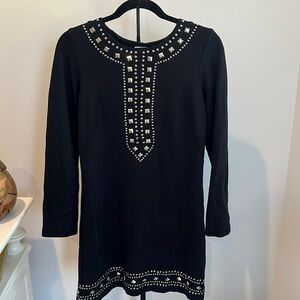 Black long sleeve bedazzled dress
